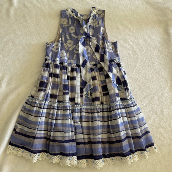 Bunka Blue Cotton Silk Printed Mini Babydoll Dress Size M - Picture 12 of 12